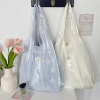 Feminine Fairy Style Satin Tote Bag Large Capacity Shoulder Handbag Casual Underarm Bag for Girls Daily Use Shopping Travel