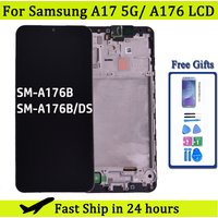 100% Test For Samsung A17 5G A176 SM-A176B LCD Display Touch Screen Digitizer Assembly With Frame Repair Parts