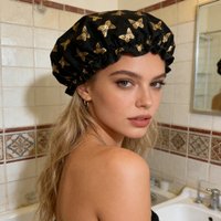 Reusable Donut Shape Waterproof Shower Cap Elastic Hair Bath Cap for Women Spa Salon Shower Swimming