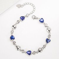 Hot Sale 925 Sterling Silver Blue Heart Zircon Bracelet For Women Wedding Engagement Party Fashion Charm Jewelry