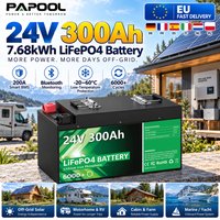 LiFePO4 24V 300Ah 340Ah Batteriepack Bluetooth 200A BMS 6000 Zyklen 12V 200Ah 100Ah 140Ah Lithiumbatterie für Heim-Solaranlagen, Wohnmobile, Golfwagen, Fischerboote EU-LAGER KEINE STEUERN