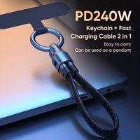 240W Short USB C PD Fast Charging Cable,0.22m Keychain Portable Type C Charger Cord for iPhone 17,Samsung Galaxy S25,Bank Power
