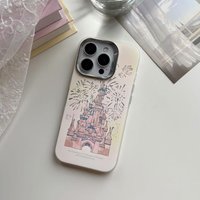 Happiness Pink Dream Castle Firework Pattern Gradient Dazzling Matte Cover Case for iPhone 11 12 13 14 15 16 Pro Max