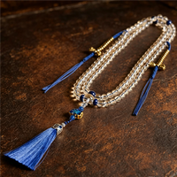 Premium 108 Beads White Crystal Lapis Lazuli Mala Tibetan Prayer Beads Healing Necklace for Spirituality Meditation Jewelry