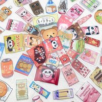 50pcs Snack Convenience Store PET Stickers Decals For Phone Laptop Notebook Skateboard Guitar DIY Aesthetic Transparent Stickers