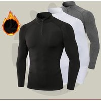 Men's Thermal Compression Shirts Long Sleeve Fleece Lined Quick Dry Tops Athletic Base Layer for Winter Skiing Runnning T-Shirts