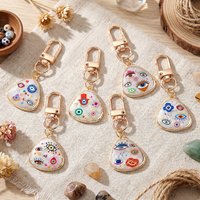 Devil's Eye Colorful Print Oil Drop Keychain for Women Fashion Unique Irregular Key Buckle Handbag Car Key Decor Pendant Jewelry