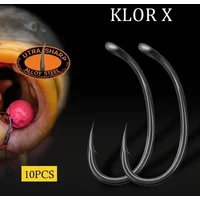 10pcs Carp Fishing Hook Curved Long Shank Beak Point PTFE Coating Micro Barbed Size 2/4/6/8 For Loop Hair Rig