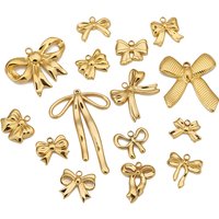 5pcs Stainless Steel Bow Knot Charms Waterproof Pvd Plated Gold Bow Pendants for DIY Earrings Bracelets Necklace Jewelry Making