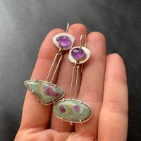 Vintage Ethnic Style Earrings Gold Geometric Enamel Colorful Floral Owl Design Orange Green Gemstone Dangle Earrings Women Gift