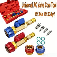 AC R134A R1234Yf R22 Valve Core Remover And Installer Kit, Includes 4 Valve Core Couplers, Quick Remove Tool