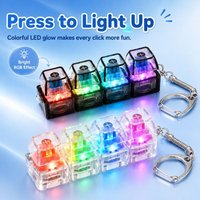 Glowing Mechanical Keycap Keychain Pressable 4-Key LED Toy, Stress Relief, Portable Fun for Office, Gaming & Travel