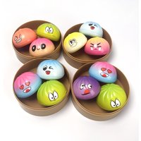 Stress Relief Squeezeable Steamed Bun and Char Siu Bun Emoji PU Slow Rebound Toy for Kids Cute Squishy Toy Sloth Squishmallow