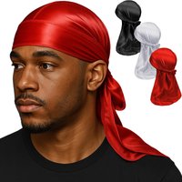 Fashion Long Durag Silk Satin Bandanas Cap Turban Hat Wigs Biker Headwrap Chemo Cap Pirate Hat Men Women Hair Accessories