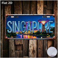 2D Flat, 1pc, Only for Decoration Decor, Outdoor Signs & Wall Decor (30.48cm X 14.99cm), Singapore Cityscape, Gardens, Singapore