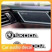 4Pcs Stereo Sticker Car Audio Decoration Badge For Skoda Octavia MK2 MK3 2 3 A7 Fabia Karoq Kodiaq Superb Rapid Kamiq Scala Yeti
