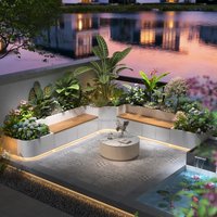 Nordic Simple Stainless Steel Flower Box Planter Box Stool Seat Courtyard Garden Bench Outdoor Furniture Muebles Jardín FYSS