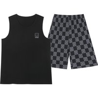 Men's Sleeveless Tank Tops with Shorts 2 Pcs Pajamas Set for Summer Loose Large Size Home Men Sleepwear Set