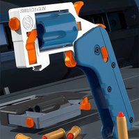 Toy Gun Soft Bullet Toy Foldable Revolver With 5pcs Bullet Shell And 24pcs Bullet, Pistol Shooting Games Shell Ejecting Toy Guns