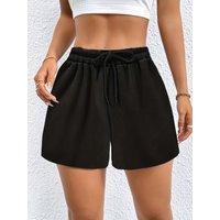 Summer New Solid Color Casual Versatile Comfortable Pocket Shorts Y Style and Leg-lengthening Drawstring Casual Shorts