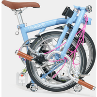 CRANSTON R9 Max CRMO Frame Triple Fold Double C Brake 53T Crankset 16 Inch Wheel 9-speed Arctic Blue Adult Folding Bicycle