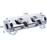 30*130 Universal Coupling Aluminum Precision Double Section Connector GHA Telescopic Cross Universal Joint Transmission WSSP