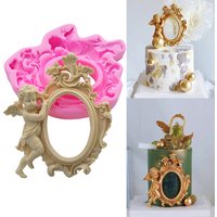 Large Angel Frame Fondant Mold Baroque Photos Mirro Chocolate Silicone Mould For Cake Decoration Sugar Craft Paste Gum Kitchen