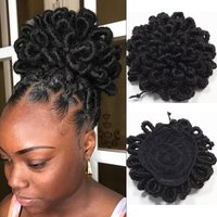 Black Synthetic DreadLocks Afro Puff Hair Bun Chignon Drawstring Ponytail Faux Locs Clip-In Pony Tail Hair Piece for Women