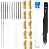 10PCS 0.4mm Brass Nozzle Extruder With 10pcs Cleaning Needles For Ender 3 3S Pro V2 CR10 Anet A8 A8+ 3D Printer Part 21pcs in 1
