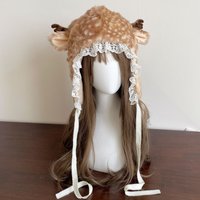 Japanese Furry Bomber Hats Christmas Socks Warm Ear Protection Xmas Deer Hat Plush Reindeer Furry Thicken Leg Warmers