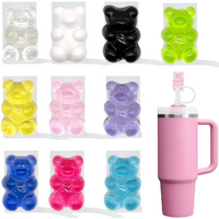 1/10PCS Purple Bear Straw Cover Accessories for Cups,8mm Dustproof Straw Topper,Repeatable Anti Stuffing Straw Tip Plug