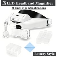 Headband Magnifier LED Illuminated Repair Magnifying Glass Interchangeable Lens Watchmaker Magnify Glasses 1.5x 2x 2.5x 3x 3.5x