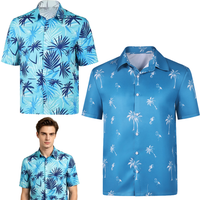 Tommy Vercetti Cosplay Jason GTA Costume Tropical Palm Leaf Print Short Sleeve Hawaiian Shirt Lapel Button Down Casual Halloween