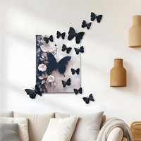 36pcs 3D Butterfly Wall Stickers Removable DIY Decals Colorful Art Decor Nursery Bedroom Classroom Office Home Black