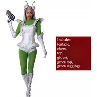 Green ET Alien Lord Costume Cosplay For women Halloween Outer Space Cosplay Costume Metallic UPO for Theme Party Carnival