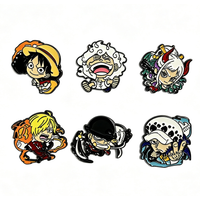 6pcs One Piece Anime Enamel Pins Set Cute Boy Cartoon Lapel Badges Brooches Fashion Accessory for Coats Men's Jewelry Gift