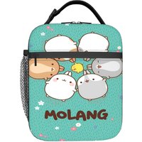 Molang Funny Cartoon Lunch Bag Portable Lunch Box Adult School Graphic Cooler Bag Fashion Oxford Tote Food Bags