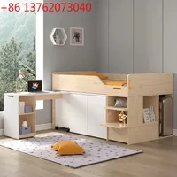 Top Quality Children's Bed Multi-functional Half-height Bed, Space-saving Combination Set Bed Bunk Bed with Desk for Kids