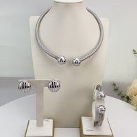 Yuminglai Dubai Fine Jewlery High Quality Silver Color Necklace Sets for Women Anniversary Wedding FHK24357