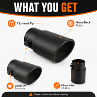 Universal Black Round Car Exhaust Tip 63mm Inlet Aluminum Alloy Muffler Tailpipe Nozzle Rear Pipe Trim Auto Decoration Accessory