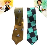 Demon Slayer Men Neck Tie Anime Agatsuma Zenitsu Cosplay Polyester 8cm printing Necktie Personality Cravate Party Accessories