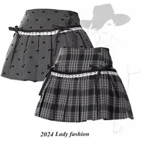 Summer 2000s Kawaii Sweet Y2k Mini Skirt Woman Japanese Style Bow Cute Skirt Outwear Casual Fashion Skirt Hot Girls Chic