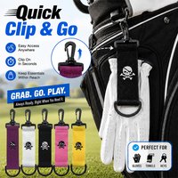3PCS Golf Glove Holder Clip with Hook & Loop Fastener, Lightweight Golf Glove Keeper for Golf Bag, Towel & Accessories