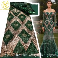 Luxury Green African Groom Beaded Lace Fabric 2026 Fashion French Sequins Tulle Lace Nigerian Mesh Lace For Bridal Dress Sewing