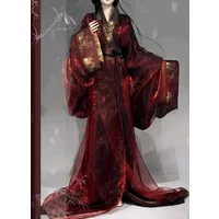 Women's Chinese Traditional Hanfu Female Outerwear Set Costume War Robe Colorful Gauze Outerwear Satin Gown Cosplay Dress