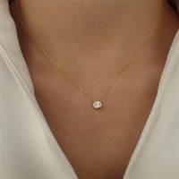 ASONSTEEL High Quality Round Colorful Zirconia Pendant Necklace Stainless Steel Pink Green White CZ Crystal Jewelry Chic Gift