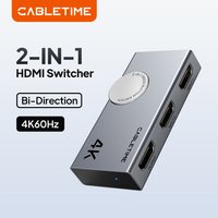 CABLETIME 4K60Hz HDMI Splitter HDMI-compatible Switcher Bi-directional Switch 3D Vision for Laptop Dell LG HDMI Adapter