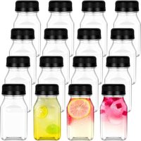 4Pcs 120ML/150ML Transparent Bottle Clear Drink Containers Juice Bottles Tamper Proof Lids Empty Square Bottle