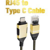 Super Slim USB C to Ethernet Cable,USB3.0 to RJ45 Thin Cabo Directly Connected for PC,1000Mbps Network Thunderbolt 3 Compatible