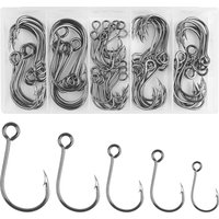 70Pcs Fishing Inline Single Hooks Single Replacement Hooks for Hard Lures Circle Large Eye Single Bait Hooks for Bass Trout Lure